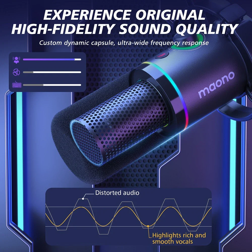 MAONO PD200XS USB/XLR Dynamic Microphone Set with Boom Arm - Image 3
