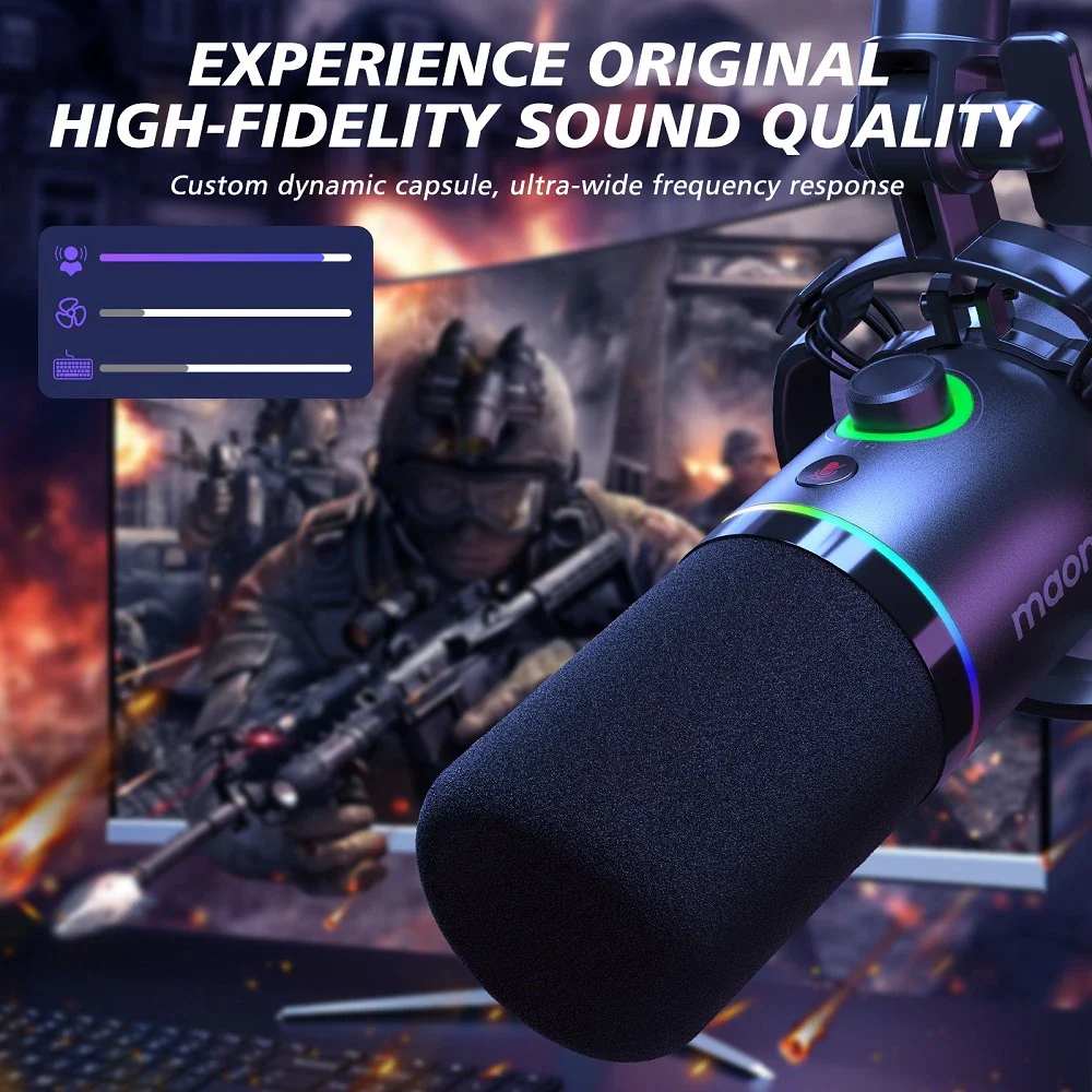 MAONO PD200XS USB/XLR Dynamic Microphone Set with Boom Arm - Image 5